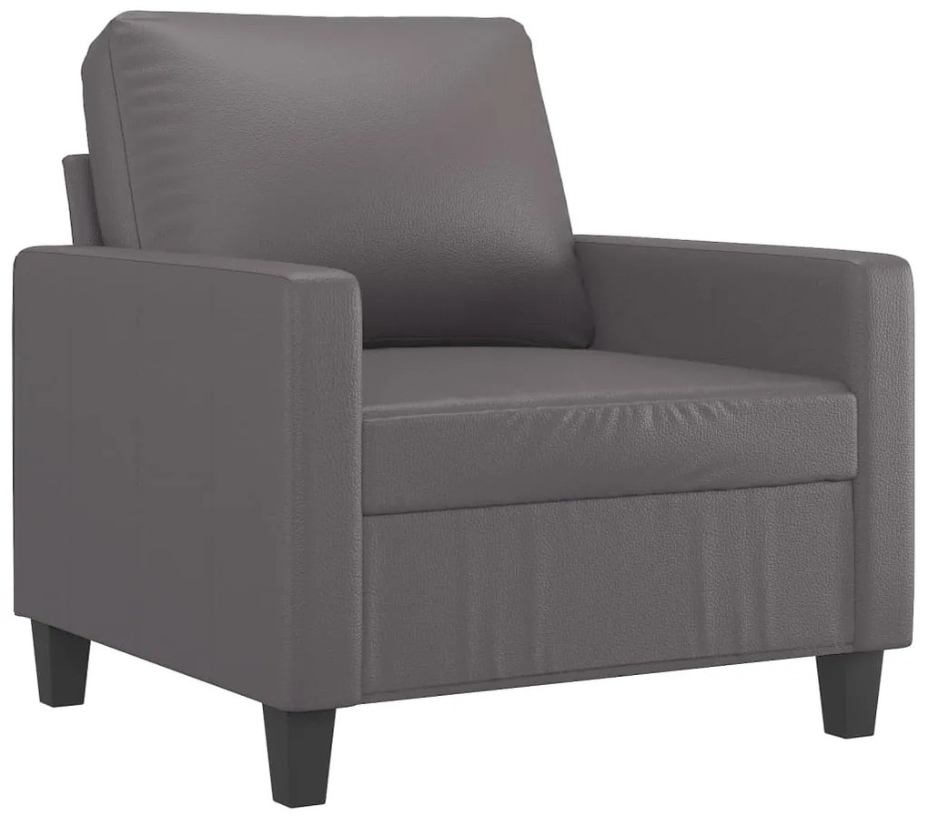 3 pcs conjunto de sofás c/ almofadões couro artificial cinzento