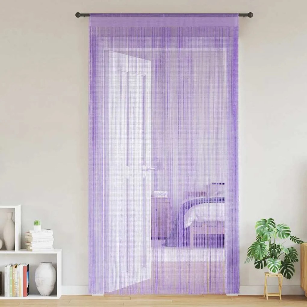 vidaXL Cortinas de fios 2 pcs 100x250 cm roxo