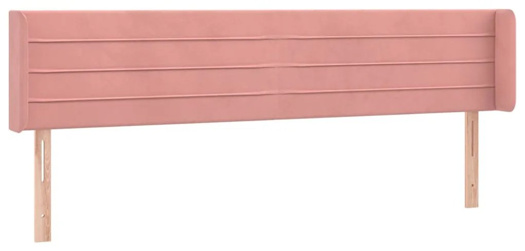 Cabeceira de cama c/ luzes LED veludo 183x16x78/88 cm rosa