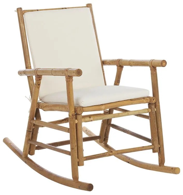 Cadeira de baloiço em bambu cor natural e branco FRIGOLE Beliani