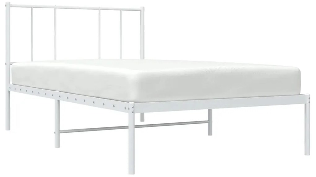 Estrutura de cama com cabeceira 90x190 cm metal branco