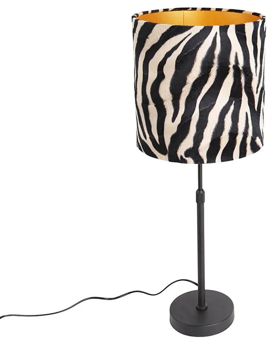 Candeeiro de mesa com abajur preto estampado de zebra 25 cm ajustável - Parte Clássico / Antigo