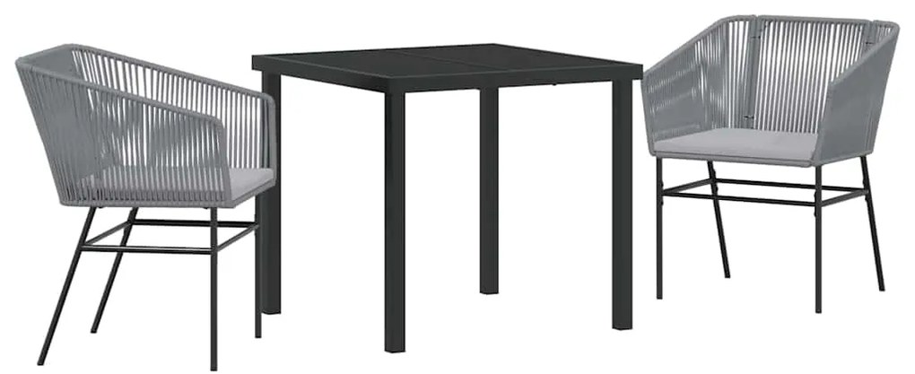 Conjunto de Jantar de Jardim com Almofadas em Rattan Sintético Cinza -