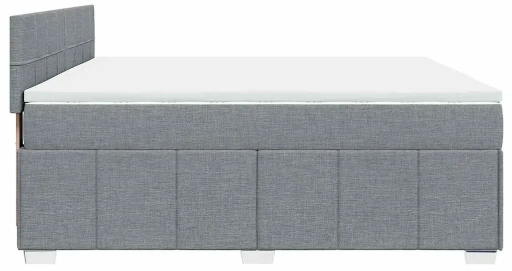 Cama com molas/colchão 200x200 cm tecido cinza-claro