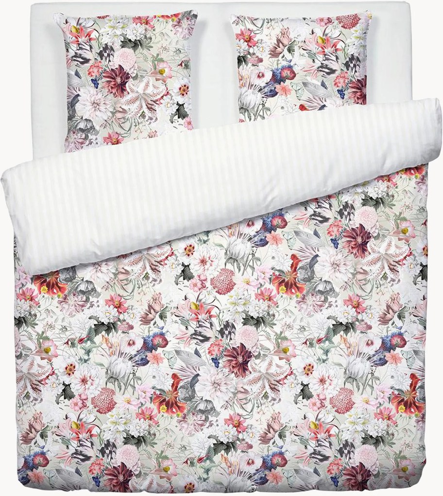 Conjunto de roupa de cama em cetim de algodão Fleurs Éclatantes, vários tamanhos