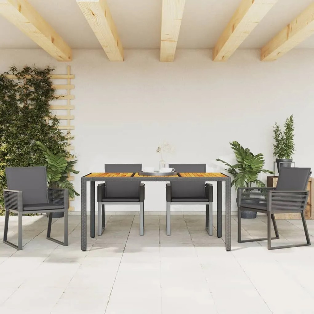 Cadeiras de jardim com almofadões 4 pcs vime PE preto