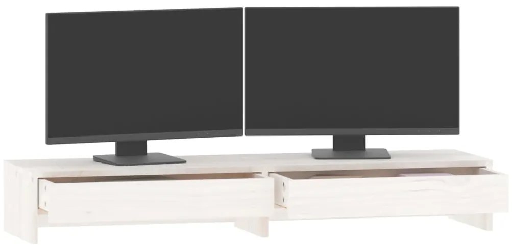 Suporte para monitor 100x27x15 cm pinho maciço branco