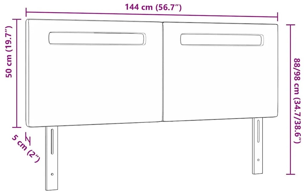 Cabeceira vidaXL Design Simples Preto 140 cm em Couro Sintético