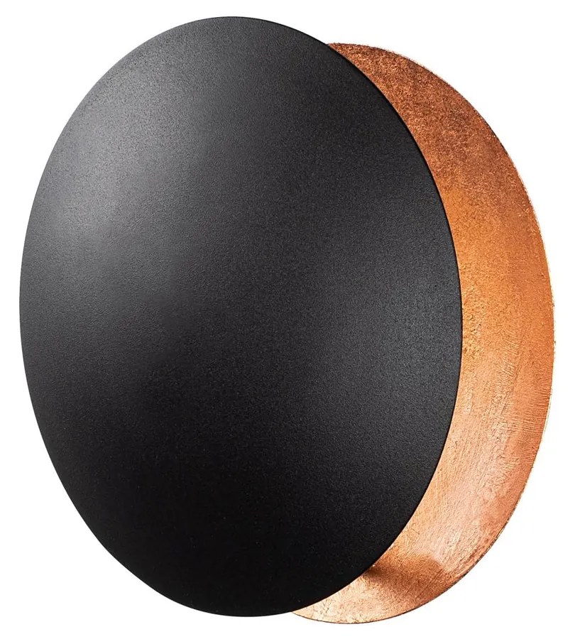 Candeeiro de Parede Yosma - Preto e Cobre - 25x25x16cm