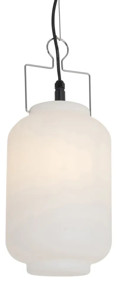 Candeeiro de suspensão exterior branco 20 cm com ficha IP44 - Pion