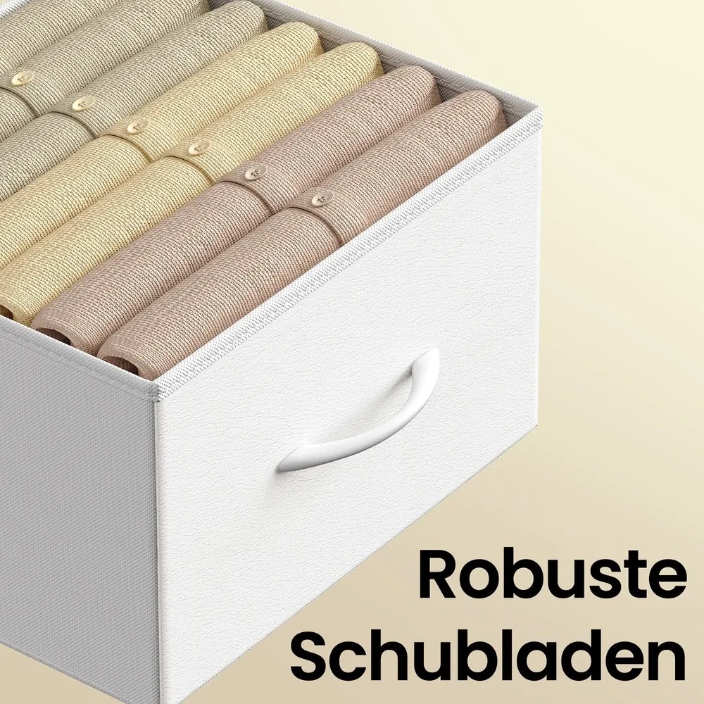 Cómoda com 7 gavetas forradas a tecido 30 x 98,8 x 73,7 cm Branco