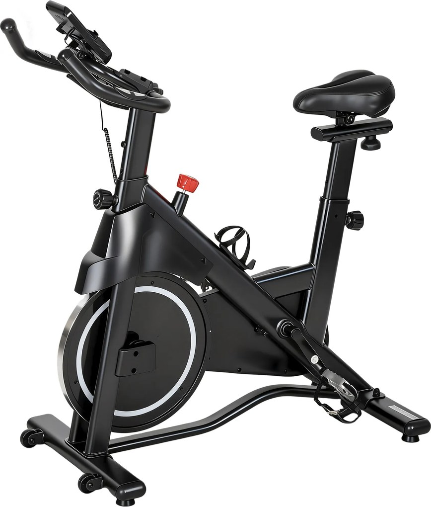 Bicicleta estática, Bicicleta de exercício, Resistência magnética ajustável, Ecrã LCD, Assento confortável, 108 x 51 x 116 cm, branco, preto