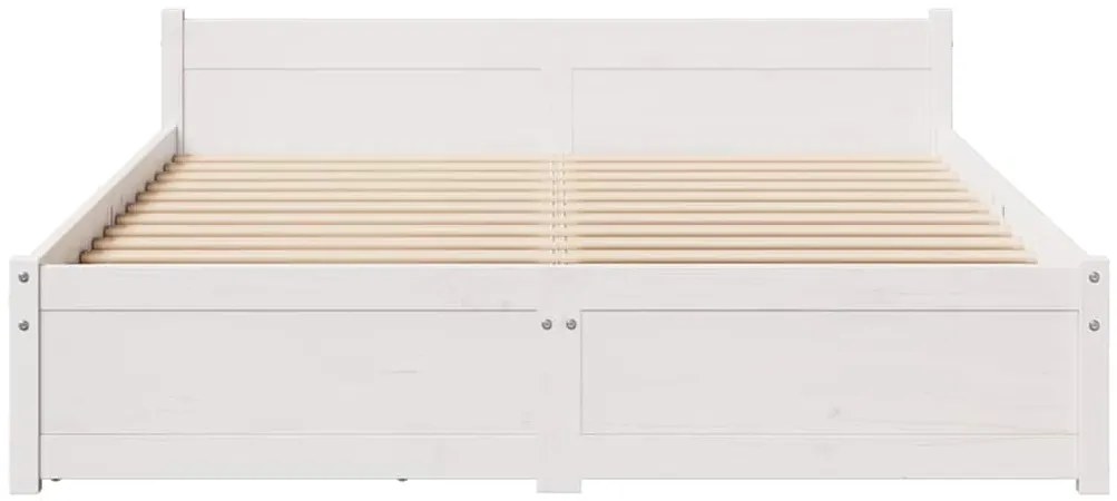 Cama sem colchão 140x200 cm madeira de pinho maciça branco
