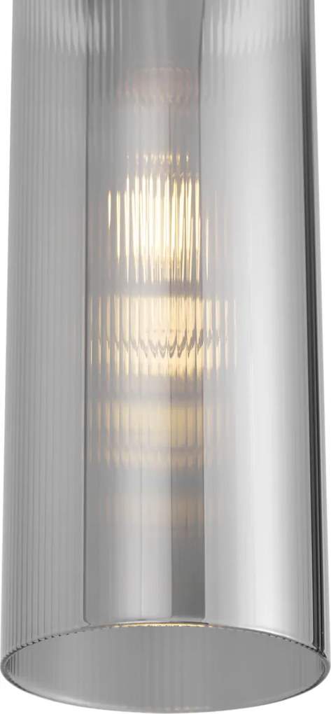 Candeeiro pendente Art Deco preto com vidro fumê para sistema de calha monofásico - Iconic Laura