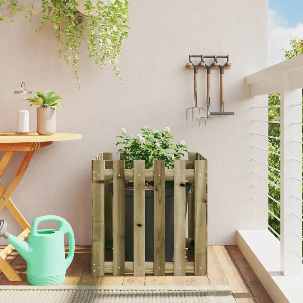 vidaXL Vaso de jardim c/ design de cerca 60x60x60 cm pinho impregnado