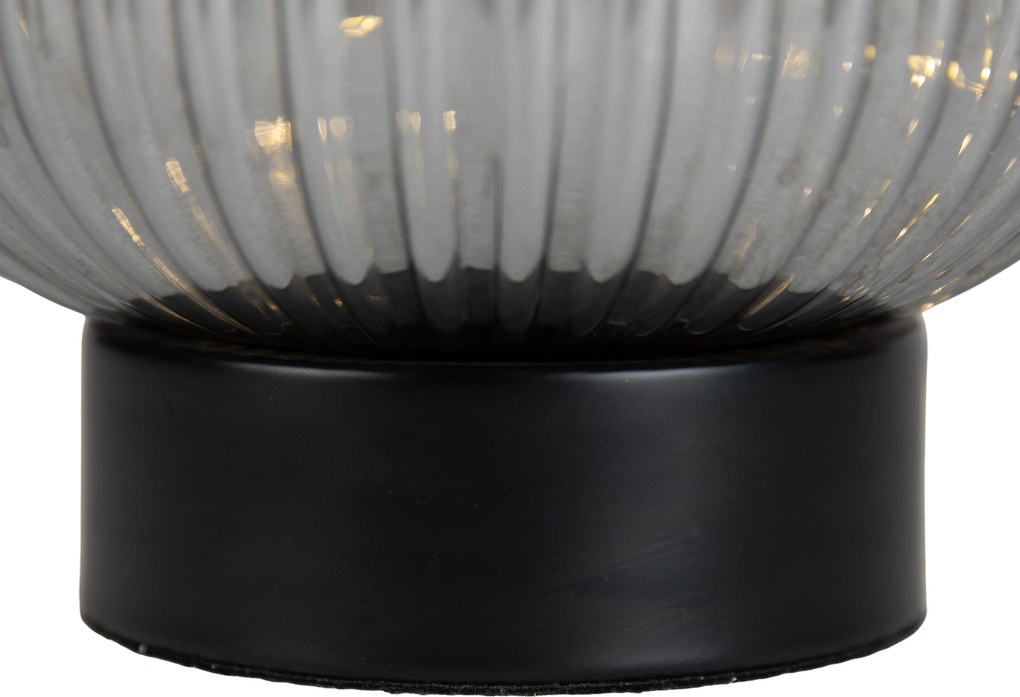 Candeeiro de mesa Art Déco preto com vidro fumê incluindo cabo de luz E27 - Karel