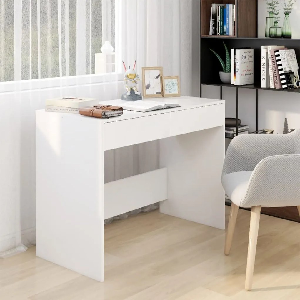 vidaXL Secretária 101x50x76,5 cm derivados de madeira branco