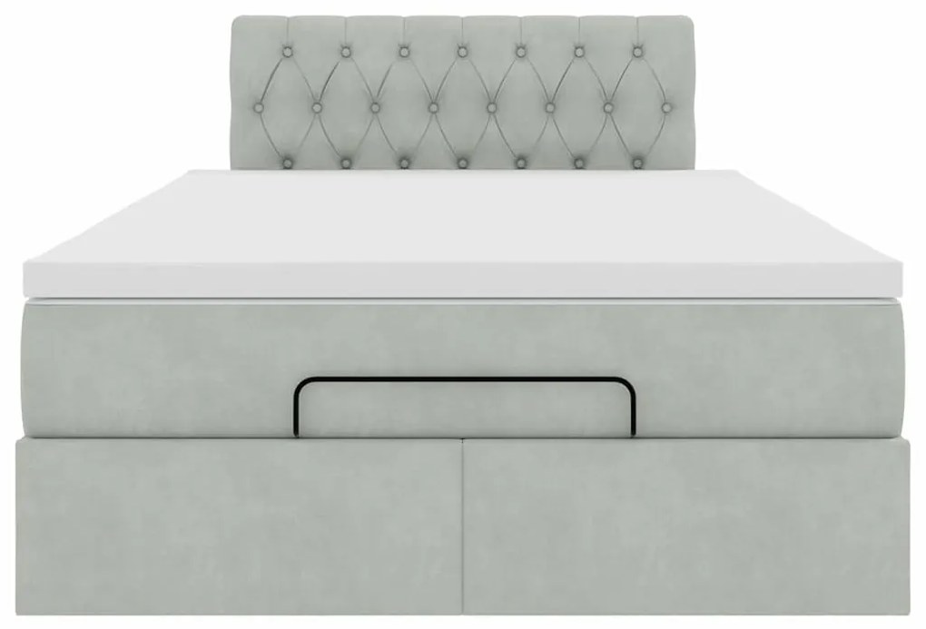 Cama otomana com colchão cinza claro 120x190 cm Veludo