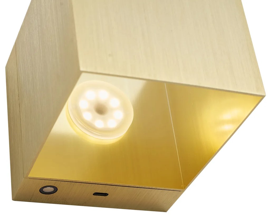 Candeeiro de Parede Moderno Dourado Incl. LED e Dimmer de Toque Recarregável - Joris