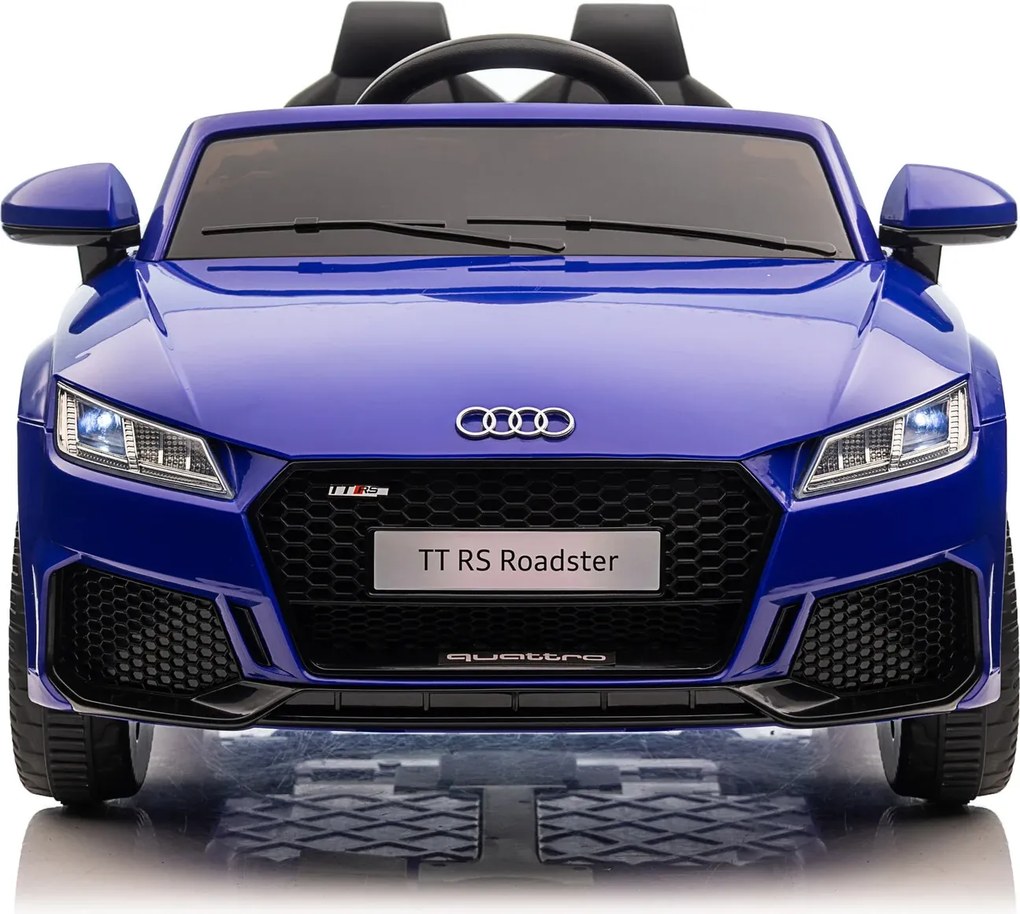 Carro elétrico para crianças 12V Audi TT RS pneus de borracha maciça, banco em pele sintética Azul