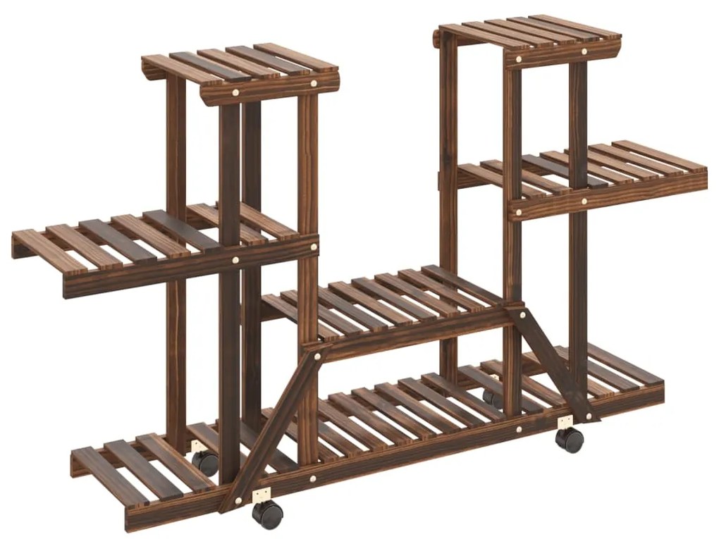 Suporte de plantas com rodas 110x25x78 cm abeto maciço
