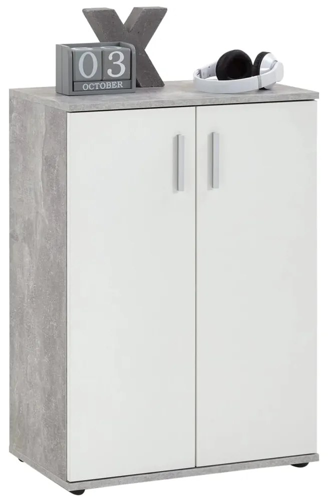 428684 FMD Armário com 2 portas branco e cinzento