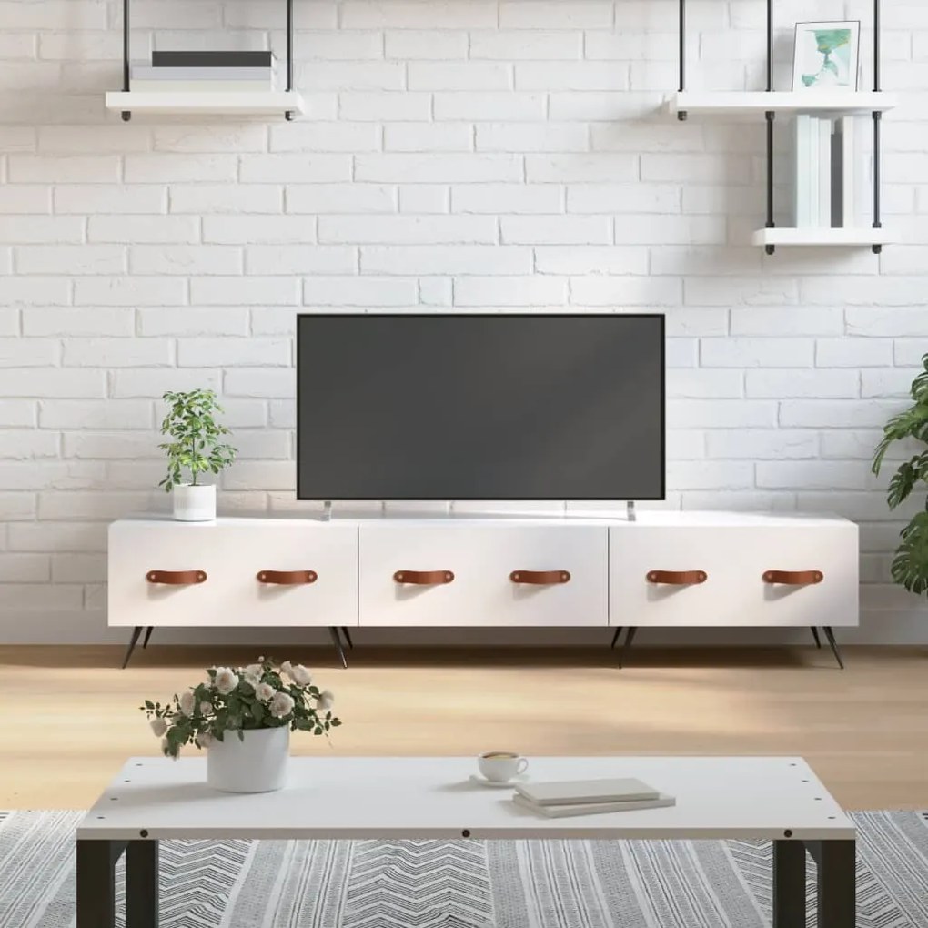 vidaXL Móvel de TV 150x36x30 cm derivados de madeira branco brilhante