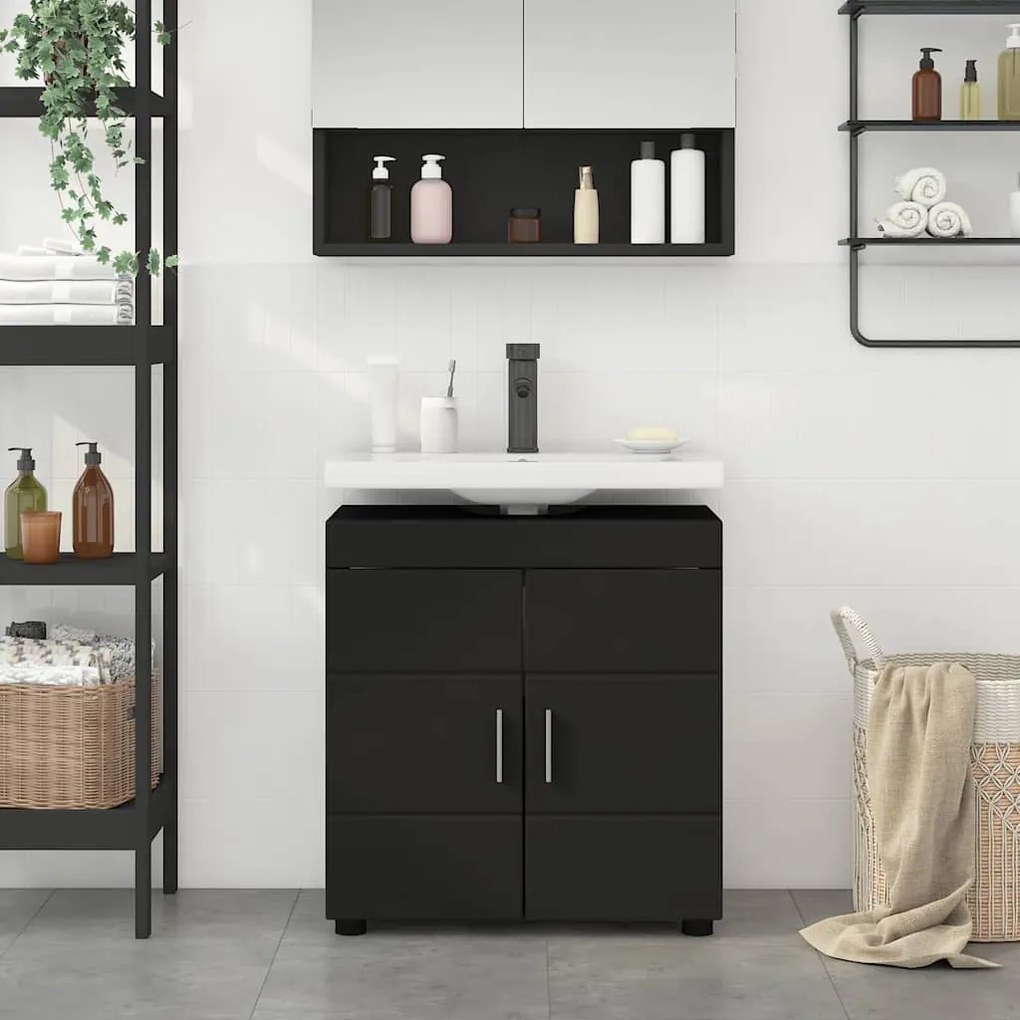vidaXL Gabinete para lavatório de banheiro TULUM Preto 60 x 34 x 63 cm