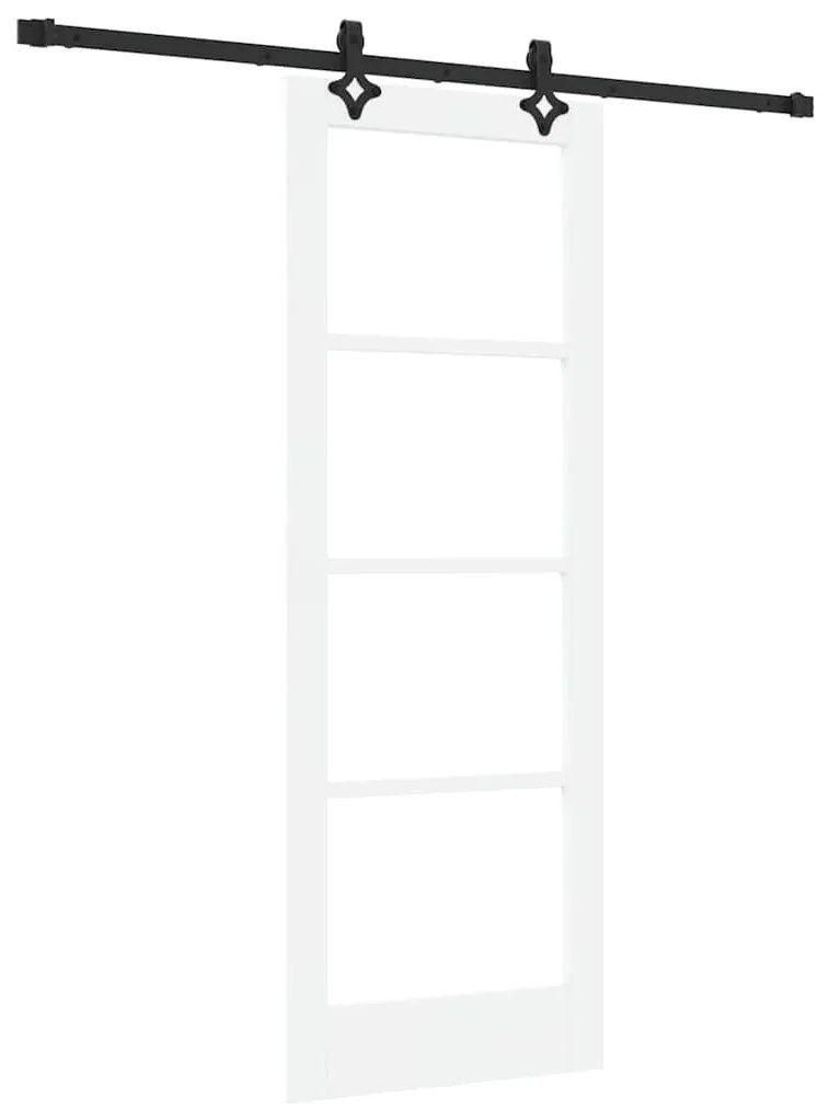 Conjunto de Porta Deslizante Conjunto de 2 Branco e Preto