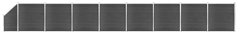 vidaXL Conjunto de painel de vedação WPC 1484x(105-186) cm preto