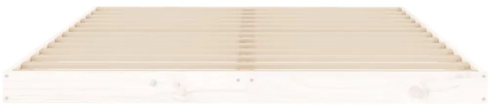 Estrutura de cama de casal 135x190 cm pinho maciço branco