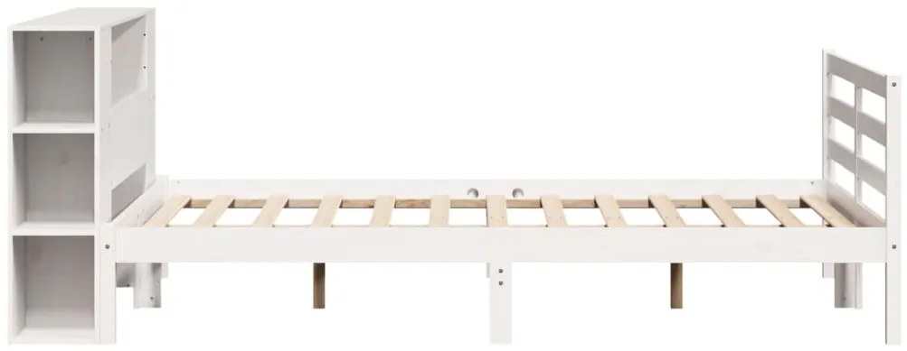 Cama com estante sem colchão 140x200 cm pinho maciço branco