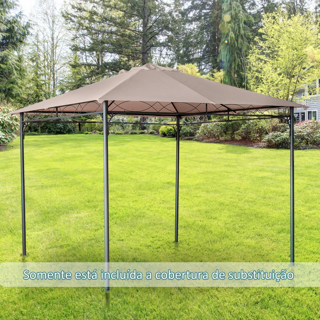 Outsunny Toldo de Substituição de 3x3m para Pérgola de Jardim com 8 Orifícios de Drenagem e Ventilação Bege