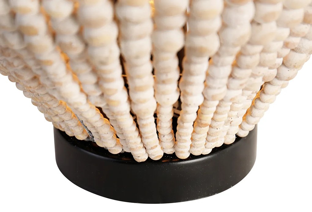 Candeeiro de mesa oriental bege com contas - Moti