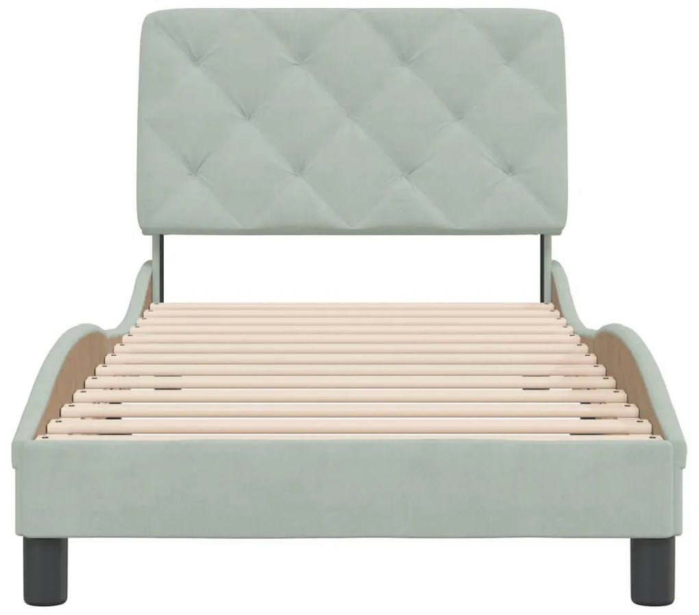 Estrutura de cama sem colchão 90x200 cm veludo cinzento-claro