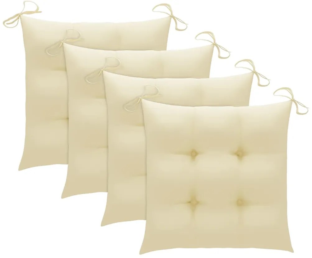 Cadeiras de jardim c/ almofadões 4 pcs madeira de teca maciça