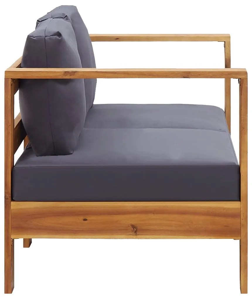 Banco jardim c/ almofadões 140cm madeira acácia maciça cinzento