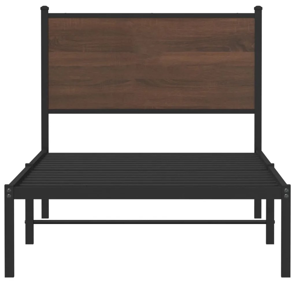 Estrutura de cama sem colchão 90x190 cm metal carvalho castanho