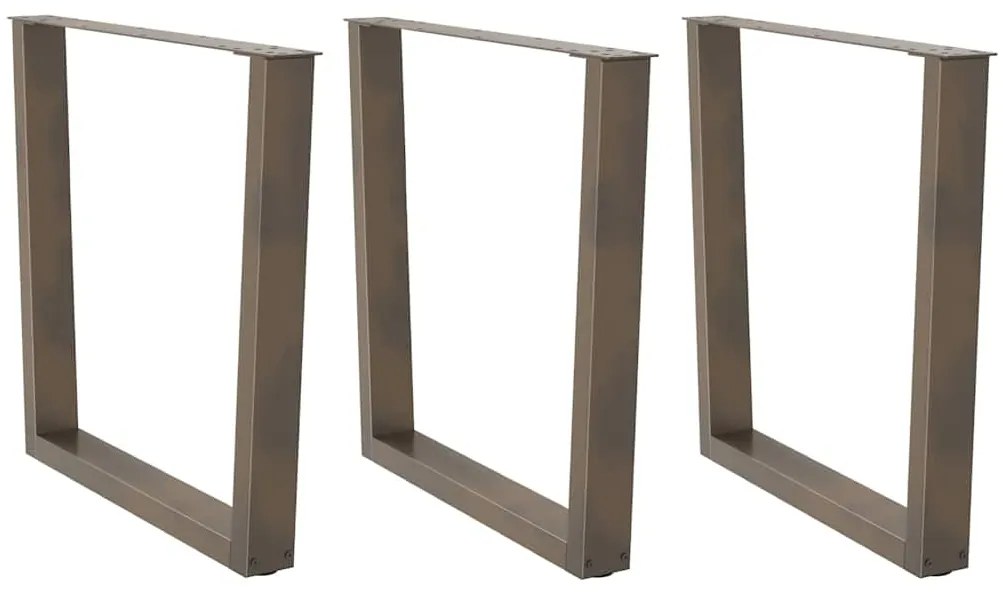Pés para mesa de jantar em formato de V, 3 peças, aço natural, 90x(72-