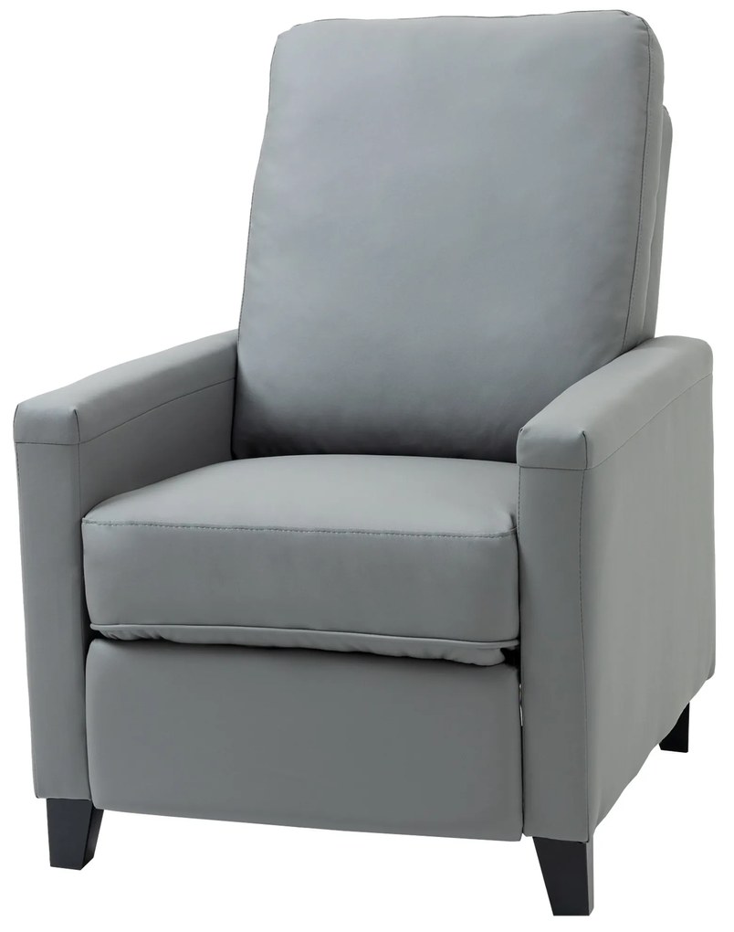 Poltrona Relax Reclinável em até 140° Estofada em PU com Apoio para os Pés Retrátil Assento e Encosto Acolchoados para Sala de Estar Escritório Dormit