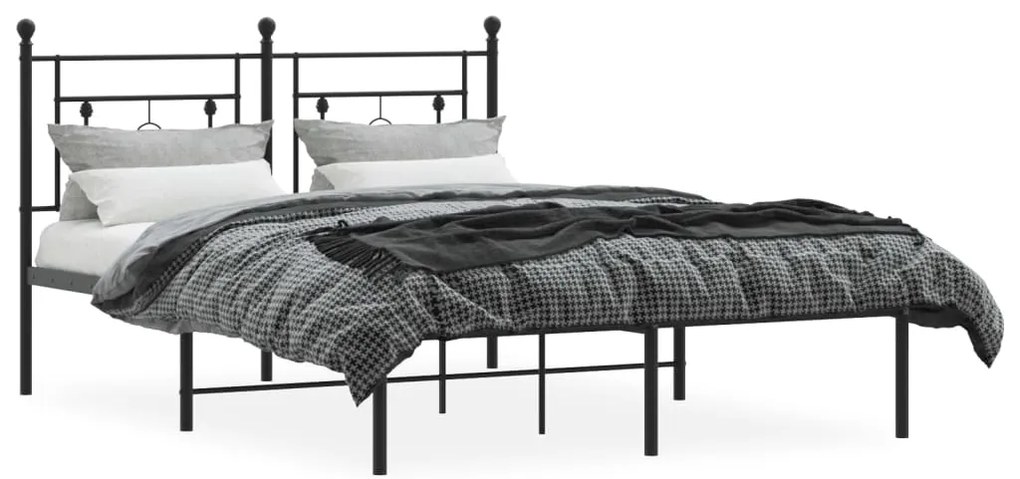 Estrutura de cama com cabeceira 135x190 cm metal preto