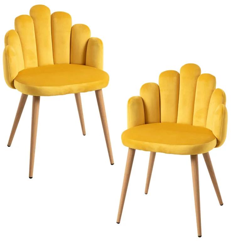 Pack 2 Cadeiras Hand Veludo - Amarelo