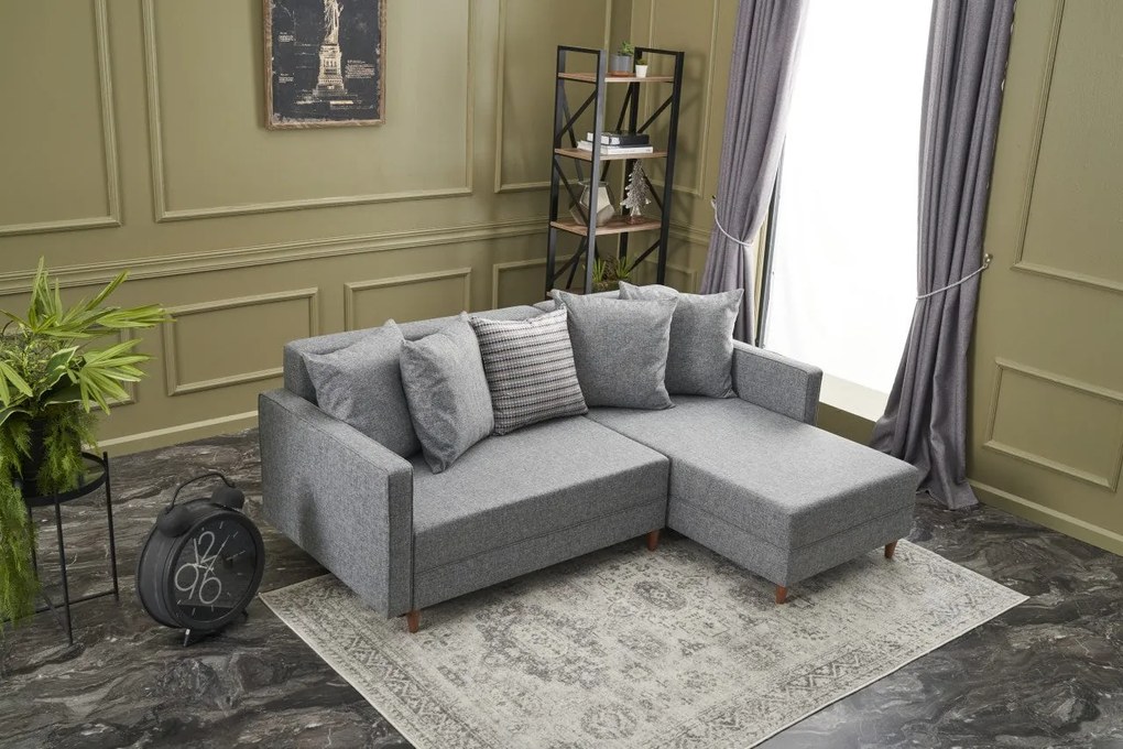 Sofá-cama de canto Aydam – Cinzento – 215x80x93 cm