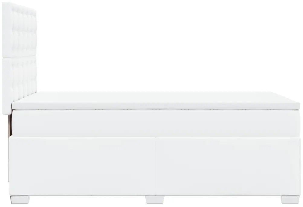 Cama com molas/colchão 100x200 cm couro artificial branco