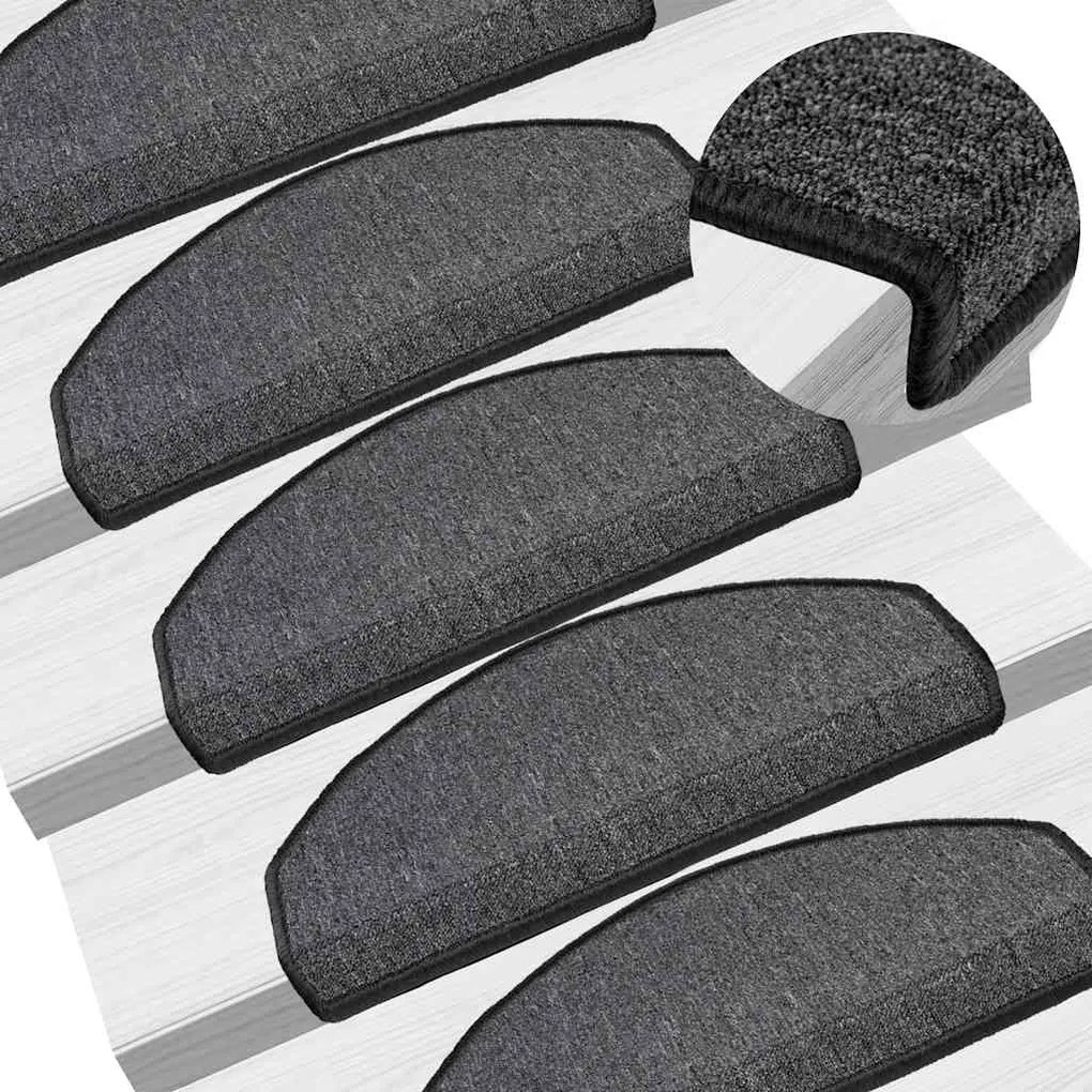 Tapetes de escada 20 pcs 65x24x4 cm antracite