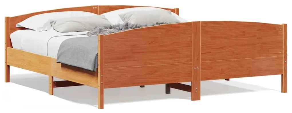 3216163 vidaXL Estrutura cama c/ cabeceira 200x200cm pinho maciço castanho-mel