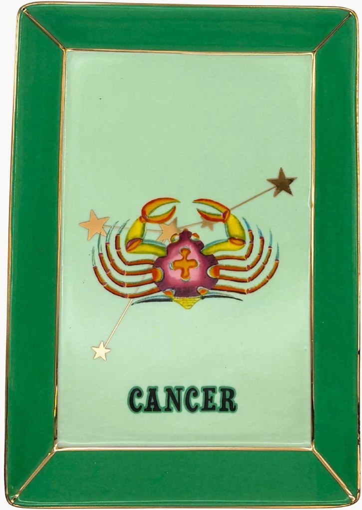 Bandeja decorativa em porcelana fine bone china Cancer
