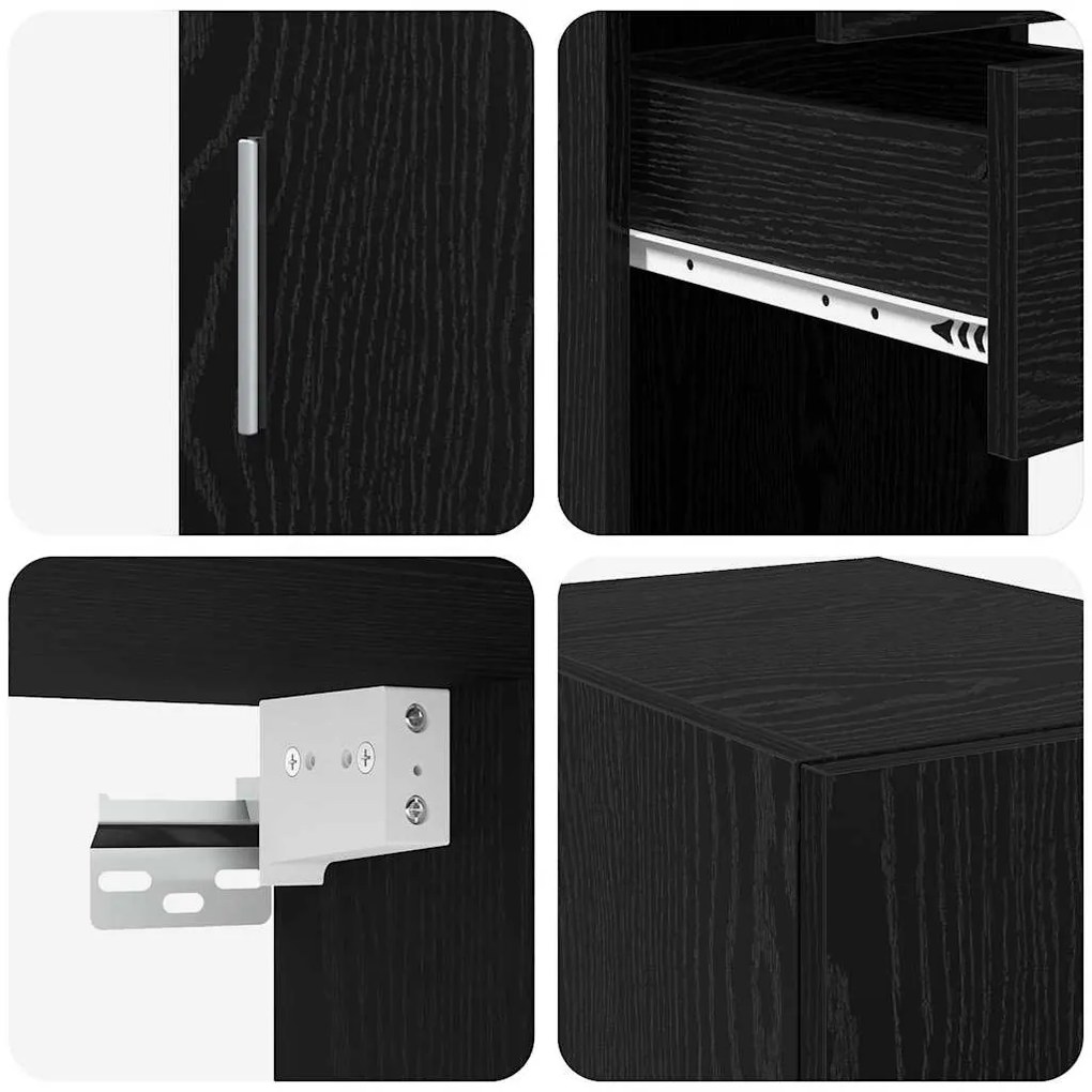 Armário de Armazenamento Slim vidaXL Carvalho Preto 30x42.5x225 cm Mad