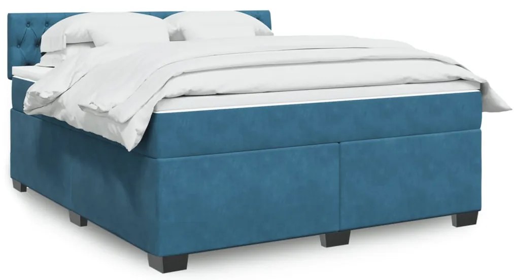 vidaXL Cama com molas/colchão 180x200 cm veludo azul
