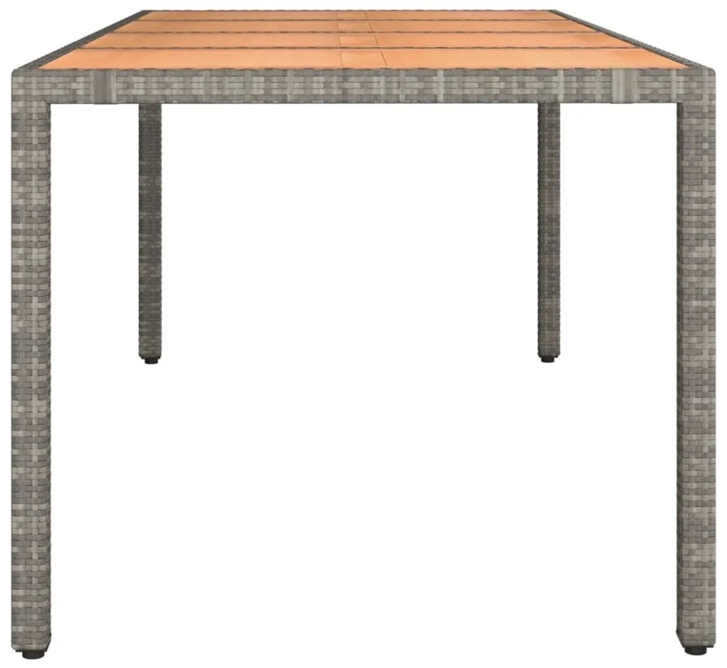 Mesa de jardim c/ tampo de madeira vime PE/acácia maciça cinza